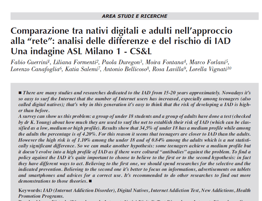 Comparazione tra nativi digitali e adulti nell’approccioalla “rete”: